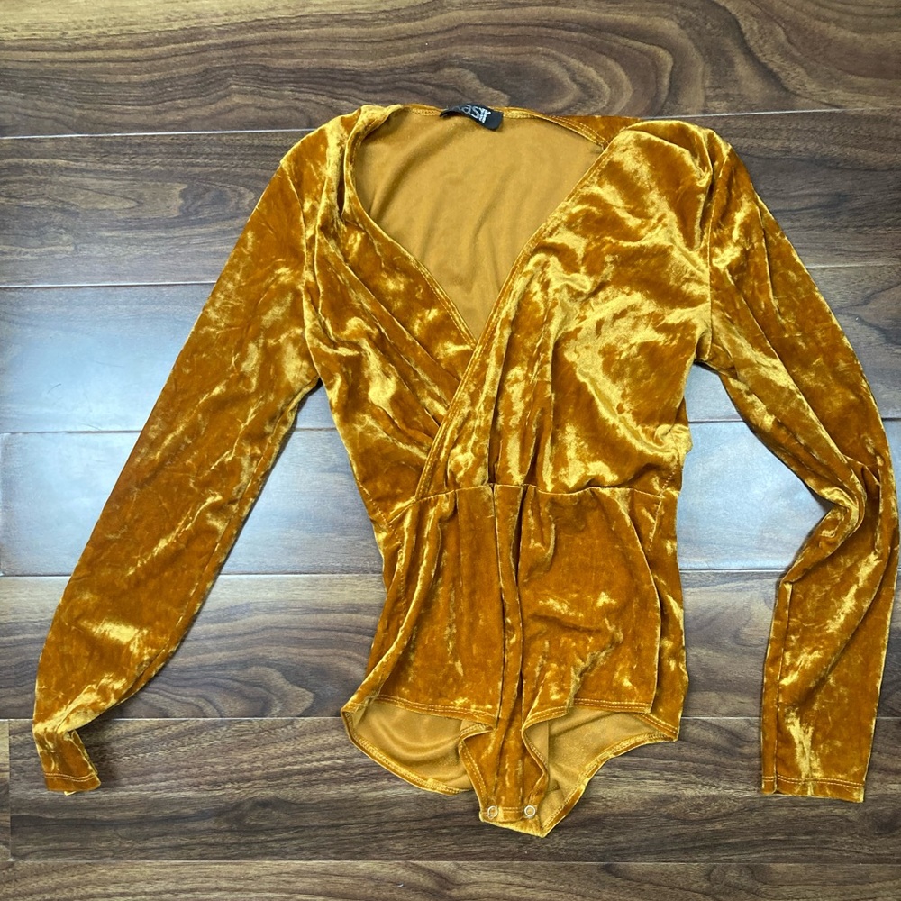 Velour bodysuit - v neck